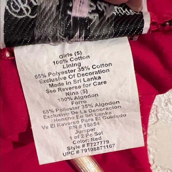 Rare Editions Vintage Girl’s Red Ruffle Hem Corduroy Christmas Dress - Picture 6 of 6